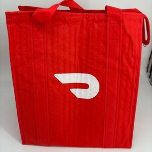 DoorDash Insulated Catering Delivery Bag Red Large Thermal Zippered Tote